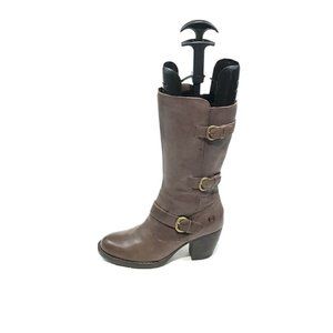 B.O.C Born Boots Mid Calf Gray Leather Buckles Zip Womens US 7M
